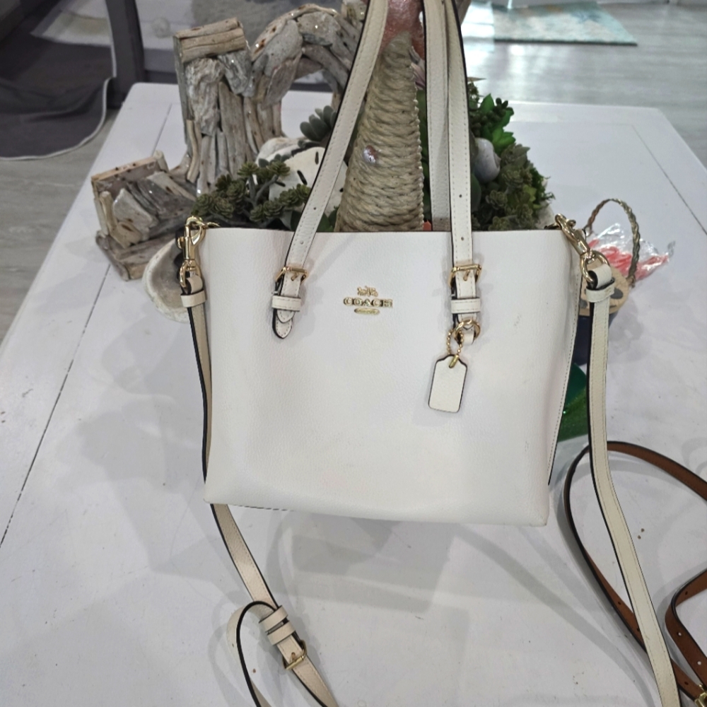 COACH Ivory mini Mollie Carryall saffiano leather Crossbody * MINT* C4184